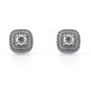 Luxurious Square Claw 925 Sterling Silver and Moissanite Stud Earrings